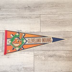 Vintage Cleveland Indians Baseball Wool Felt Souvenir Pennant 30" Early Logo
